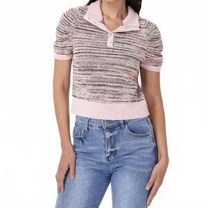 NEW 525 AMERICA shelby mockneck sweater in ombré stripes fade